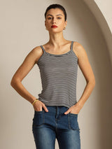 [Raya Negra] SilkSilky-ES Square Neck Top de tirantes 006