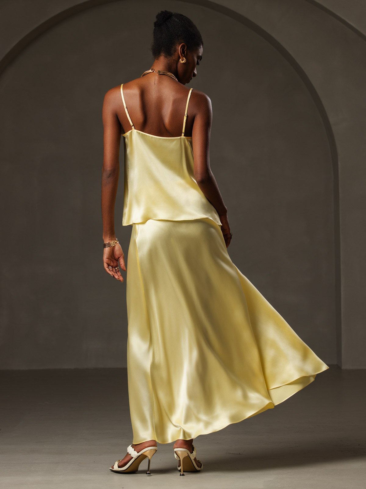 [Amarillo] SilkSilky-ES 19Momme Seda Camisoles 002