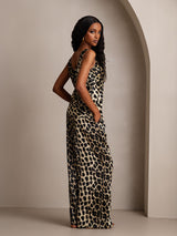 [Leopardo] SilkSilky-ES Seda Pura Cuello Barco Conjunto de tirantes 002,