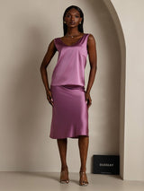 [Morado Oscuro] SilkSilky-ES Sleeveless V Neck Top de tirantes 005