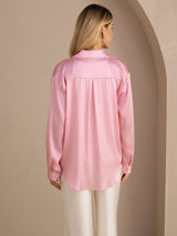 [Raya Diplomática Rosa] SilkSilky-ES Long Sleeve Lapel Collar Blusas de Mujer 002