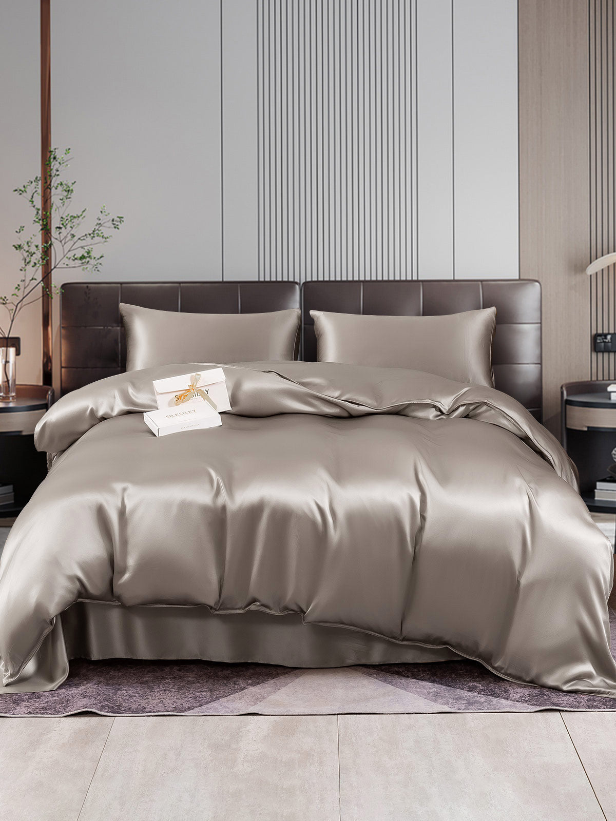 [Gris] SilkSilky-ES 22Momme Seda Pura Bedding Set 001