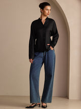 [Negro] SilkSilky-ES Long Sleeve Blouse 006