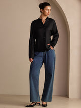 [Negro] SilkSilky-ES Long Sleeve Blusas 006