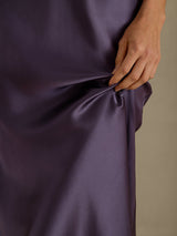 [Gris Púrpura] SilkSilky-ES Spaghetti Strap V Neck Vestido 005