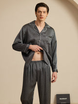 [Ginkgo Negro] SilkSilky-ES 19Momme Manga larga Pijamas de hombre 004
