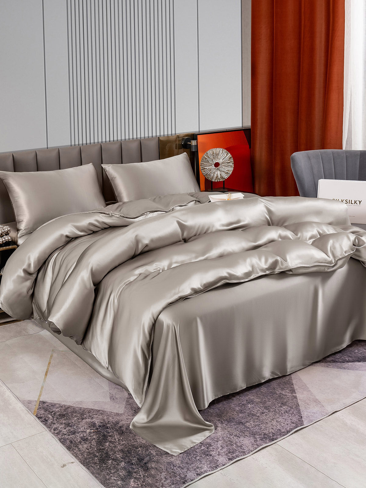 [Gris] SilkSilky-ES 22Momme Seda Pura Bedding Set 004
