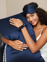 [Azul Oscuro] SilkSilky-ES 19Momme Seda Pura Pillowcase Set 001