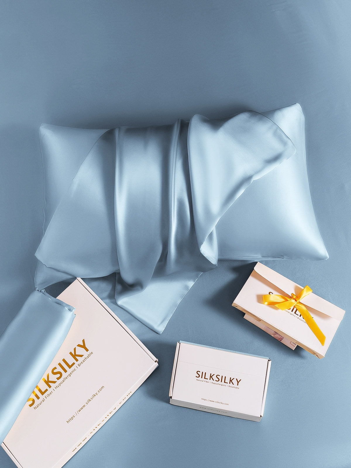 [Azul Claro] SilkSilky-ES 19Momme Seda Pura Pillowcase 006