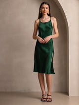[Verde Oscuro] SilkSilky-ES Spaghetti Strap Vestido 006