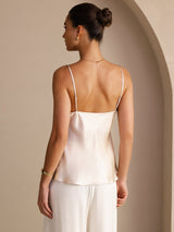 [Beige] SilkSilky-ES Spaghetti Strap V Neck Top de tirantes 002