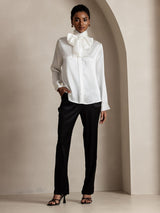 [Negro] SilkSilky-ES 19Momme Seda Womens Pants 005
