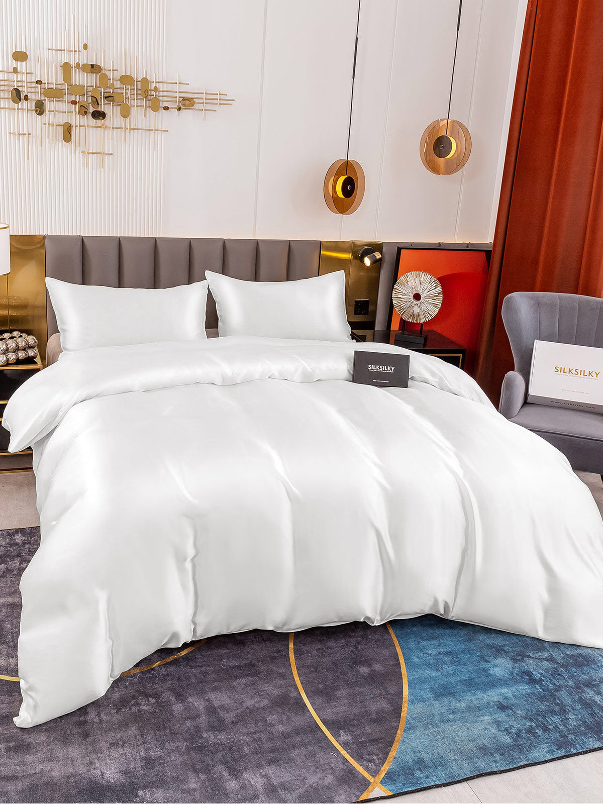 [Blanco] SilkSilky-ES 19Momme Juego de ropa de cama 003