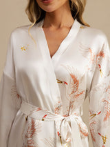 [Blanco] SilkSilky-ES 3/4 Sleeve Bata de mujer 005