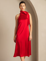 [Rojo] SilkSilky-ES Sleeveless Halter Vestido 003