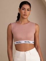 [Rosa] SilkSilky-ES Sleeveless Crew Neck Top de tirantes 001