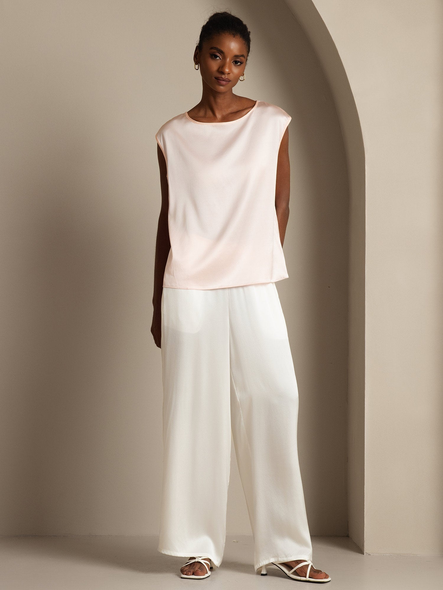 [Rosa] SilkSilky-ES 19Momme Seda Womens T-Shirt 005,