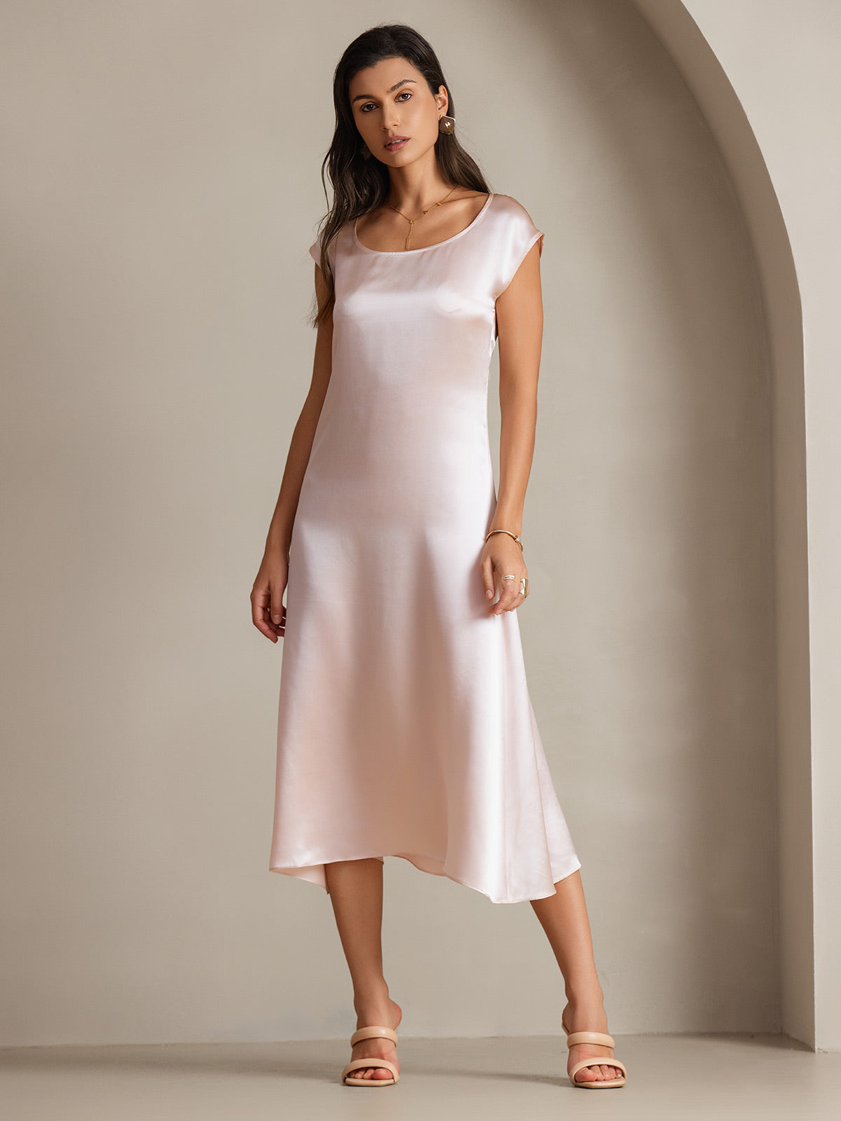 [Rosa] SilkSilky-ES 19Momme Seda Dress 006