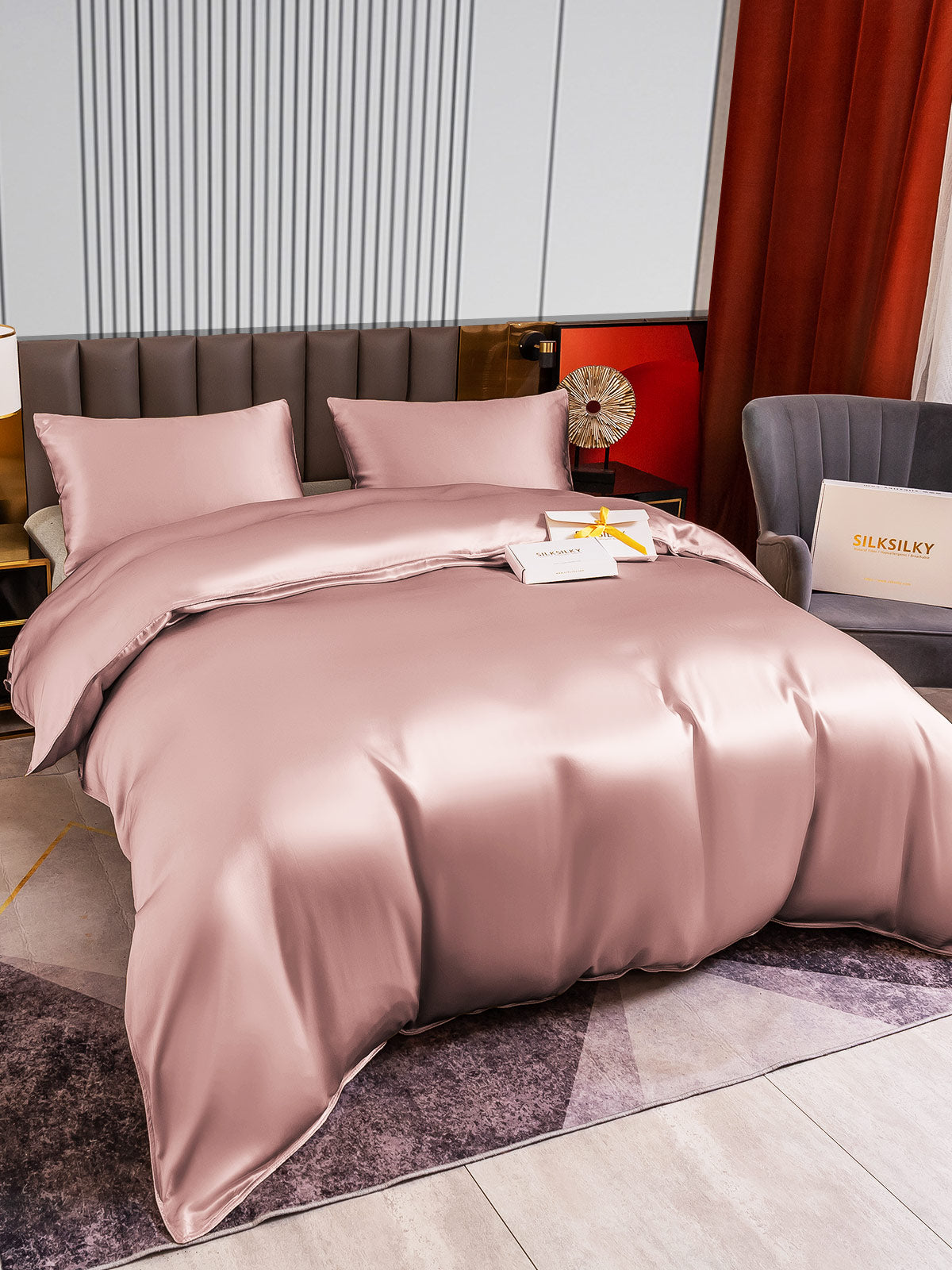 [Malva Pálido] SilkSilky-ES 22Momme Seda Pura Bedding Set 003