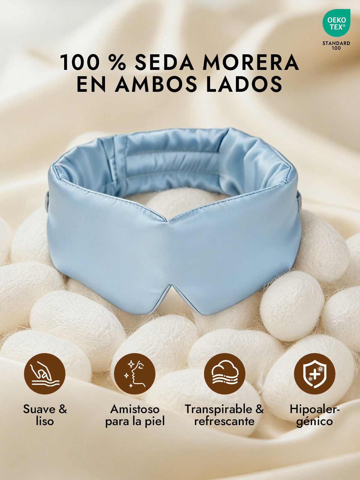 [Azul Claro] SilkSilky-ES 19Momme Pure Silk Eye Mask 002