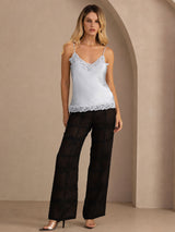 [Azul Grisáceo] SilkSilky-ES V Neck Top de tirantes 006