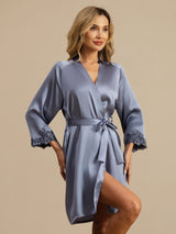 [Azul Claro] SilkSilky-ES 3/4 Sleeve Bata de mujer 001