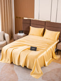 SilkSilky ES 19Momme Seda Pura Bedding Set Champán 002