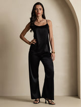 [Negro] SilkSilky-ES Spaghetti Strap Top de tirantes 006