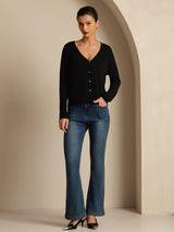 [Negro] SilkSilky-ES Long Sleeve Cárdigan Mujer 006