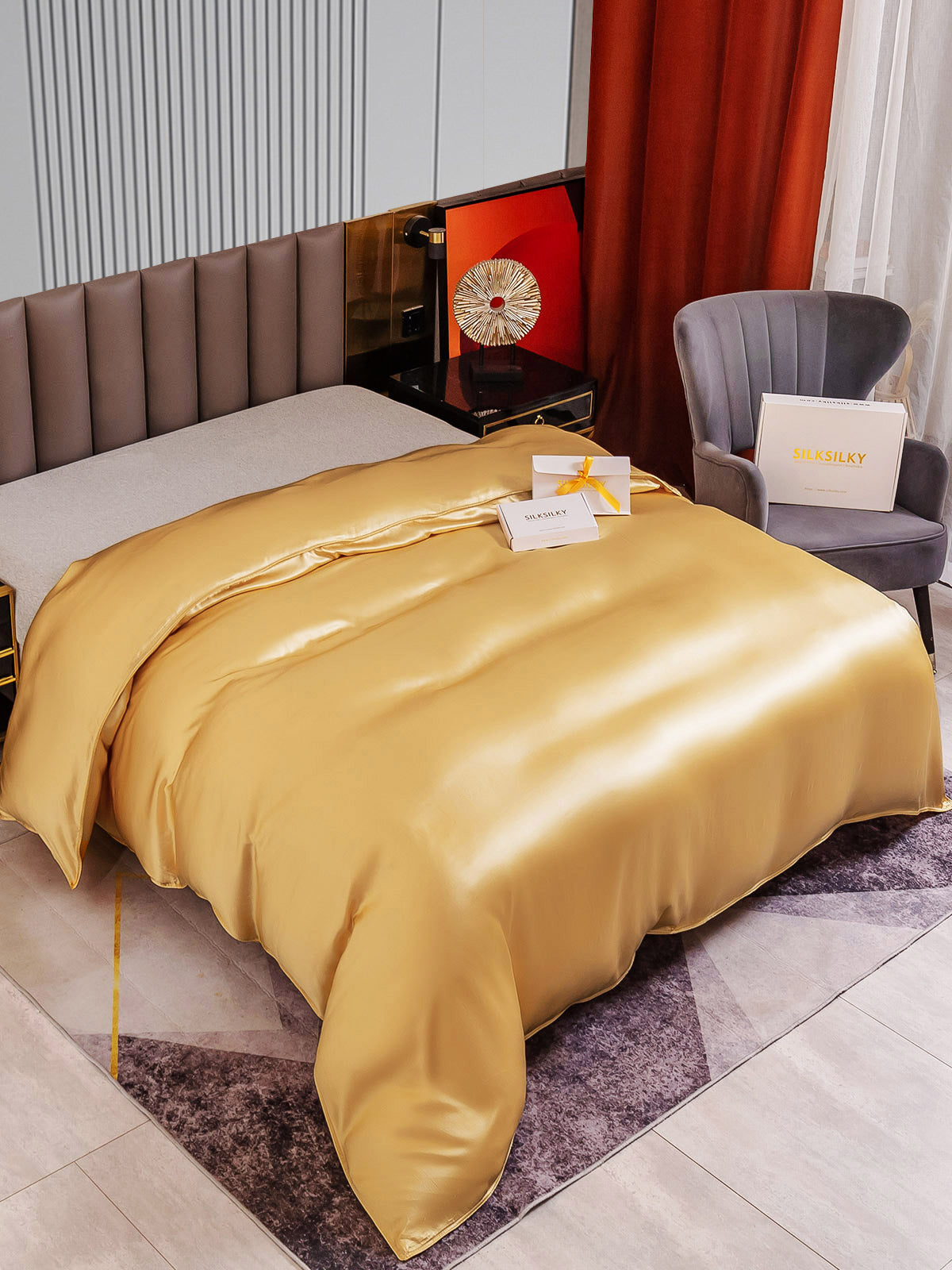 [Champán] SilkSilky-ES 22Momme Seda Pura Duvet Cover 002