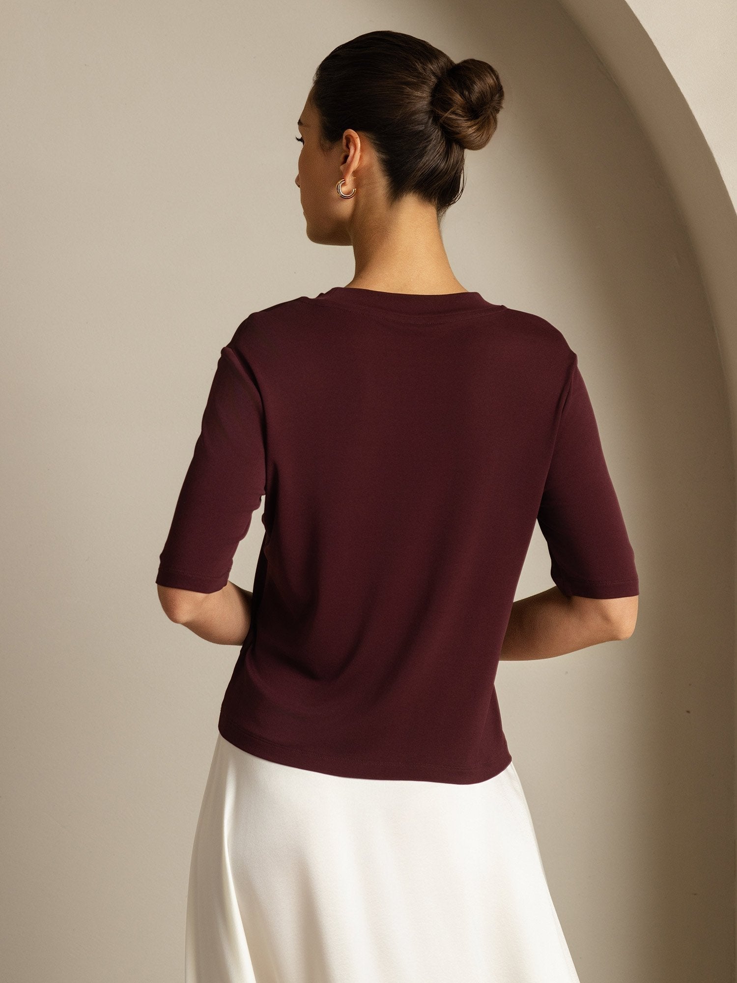 [Vino Windsor] SilkSilky-ES Seda Pura Womens T-Shirt 002