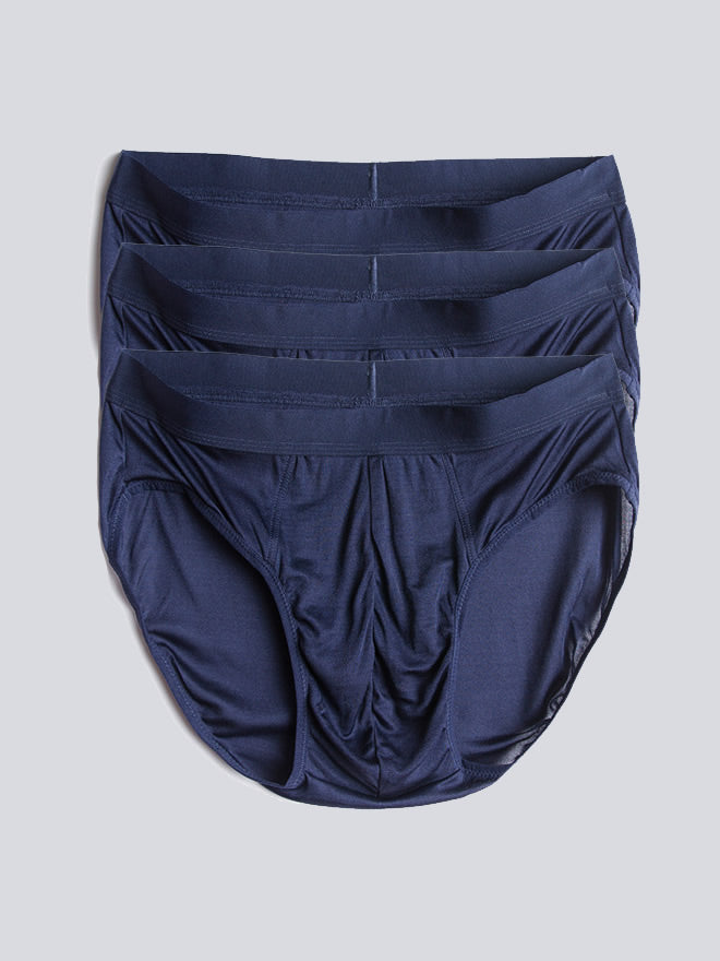 [Azul Oscuro] SilkSilky-ES Seda Pura Mens Underwear 005