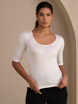 [Blanco] SilkSilky-ES Half Sleeve Camisetas de Mujer 006