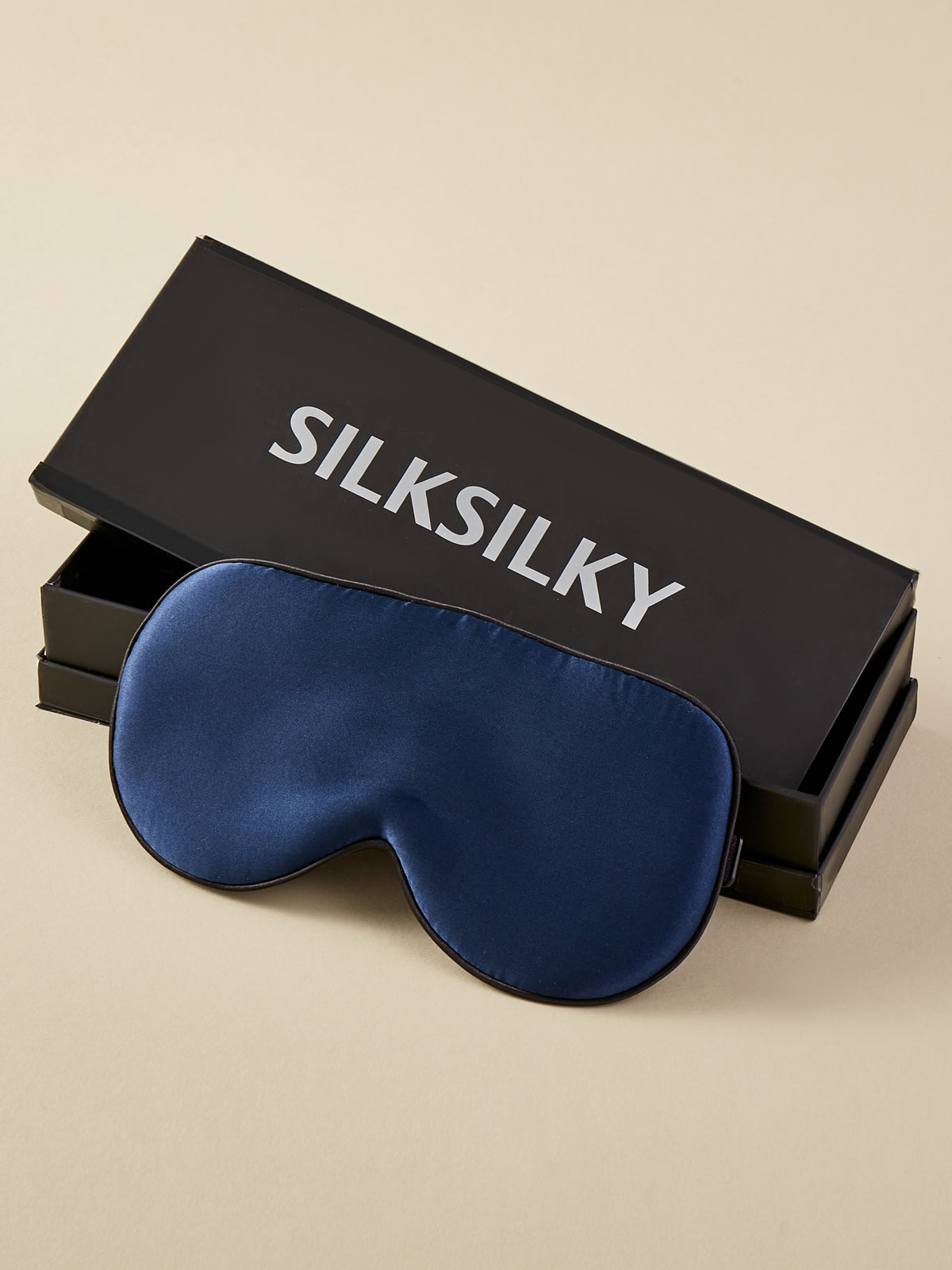 SilkSilky ES 19Momme Seda Pura Eye Mask AzulOscuro 001