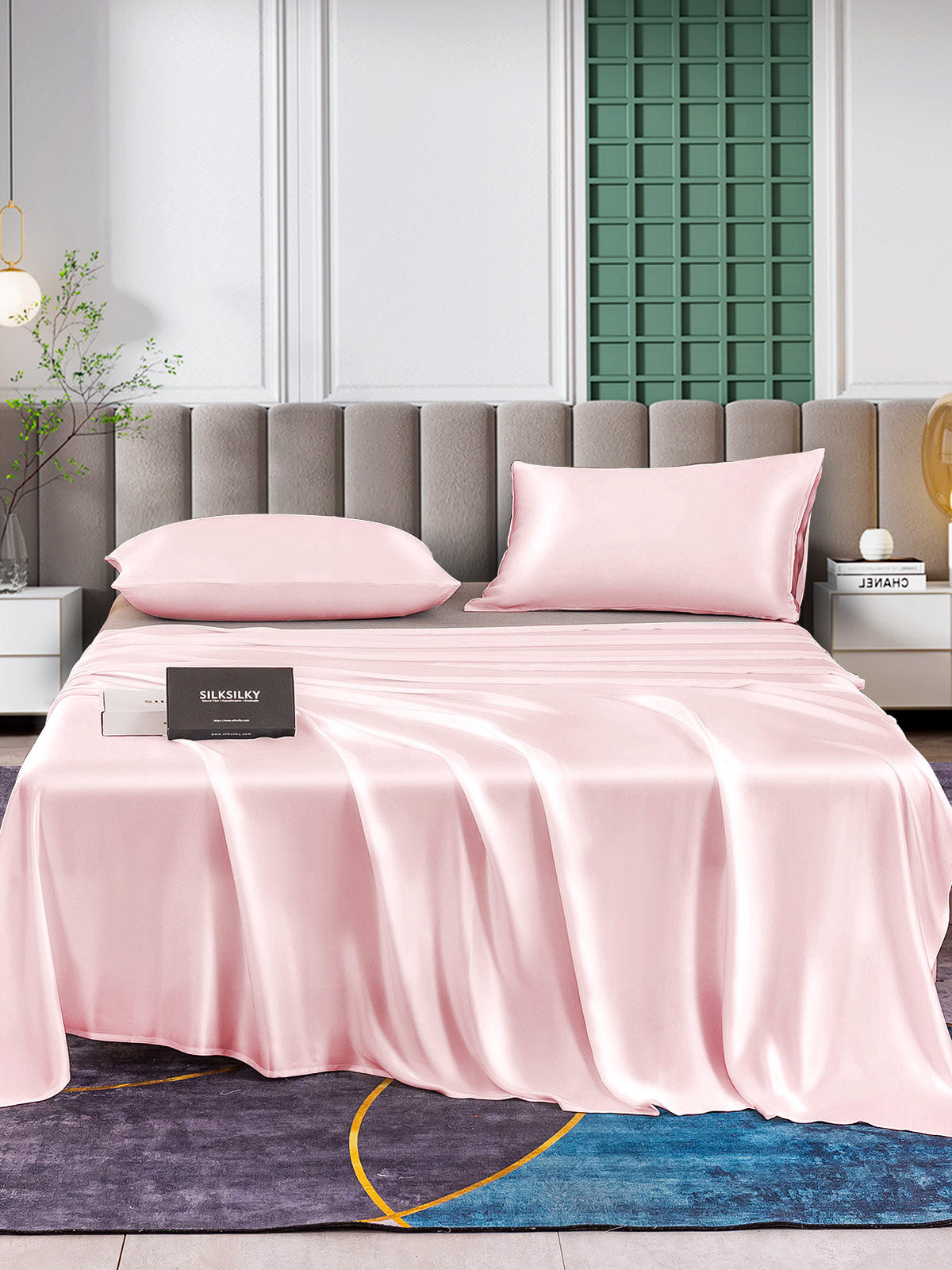 [Rosa] SilkSilky-ES 25Momme Seda Pura Bedding Set 001