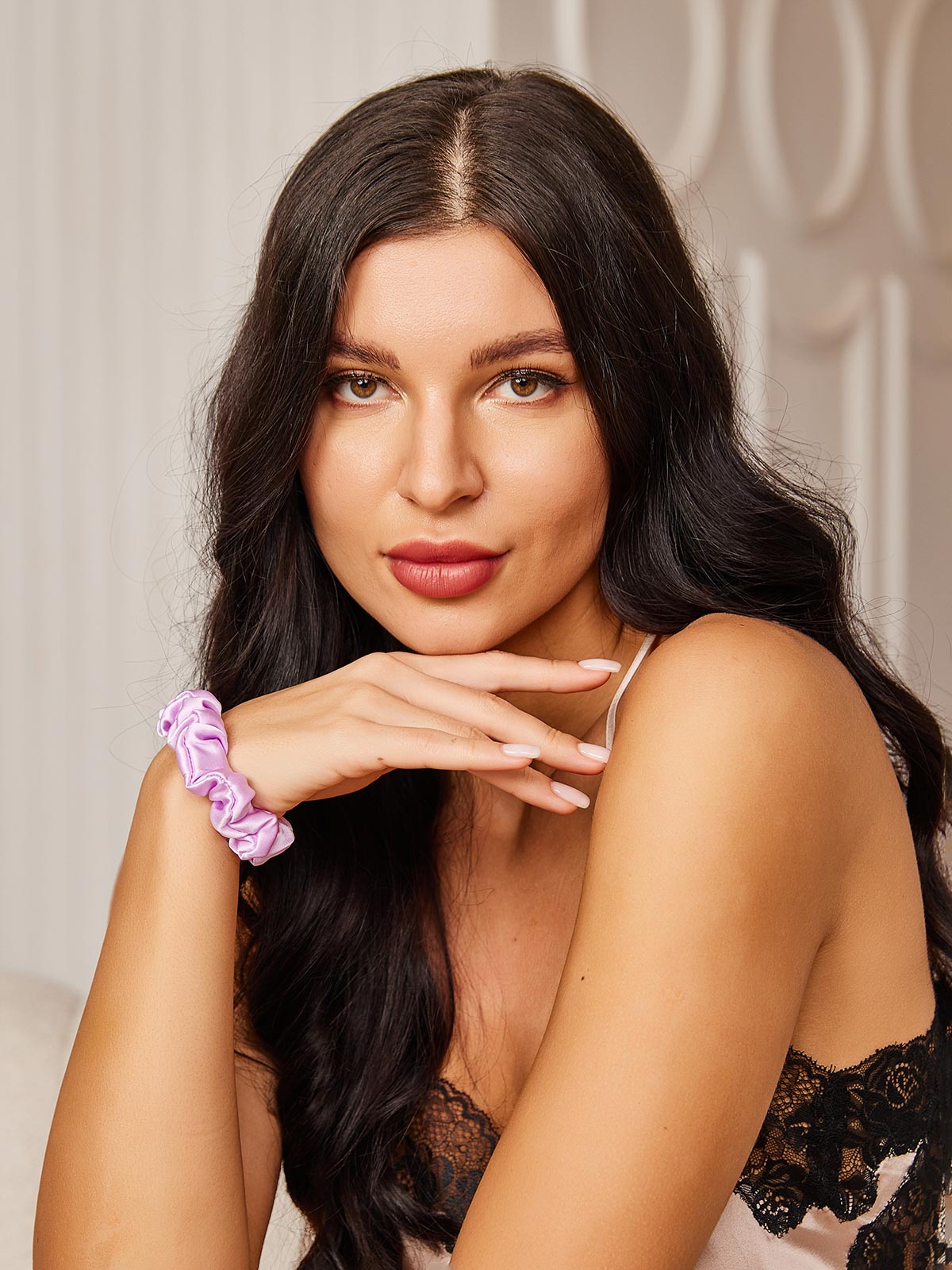 [Lavanda] SilkSilky-ES 19Momme Seda Pura Scrunchie 002