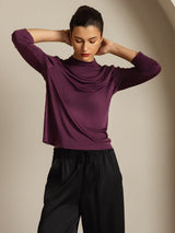 [Púrpura] SilkSilky-ES Seda Pura Womens T-Shirt 007