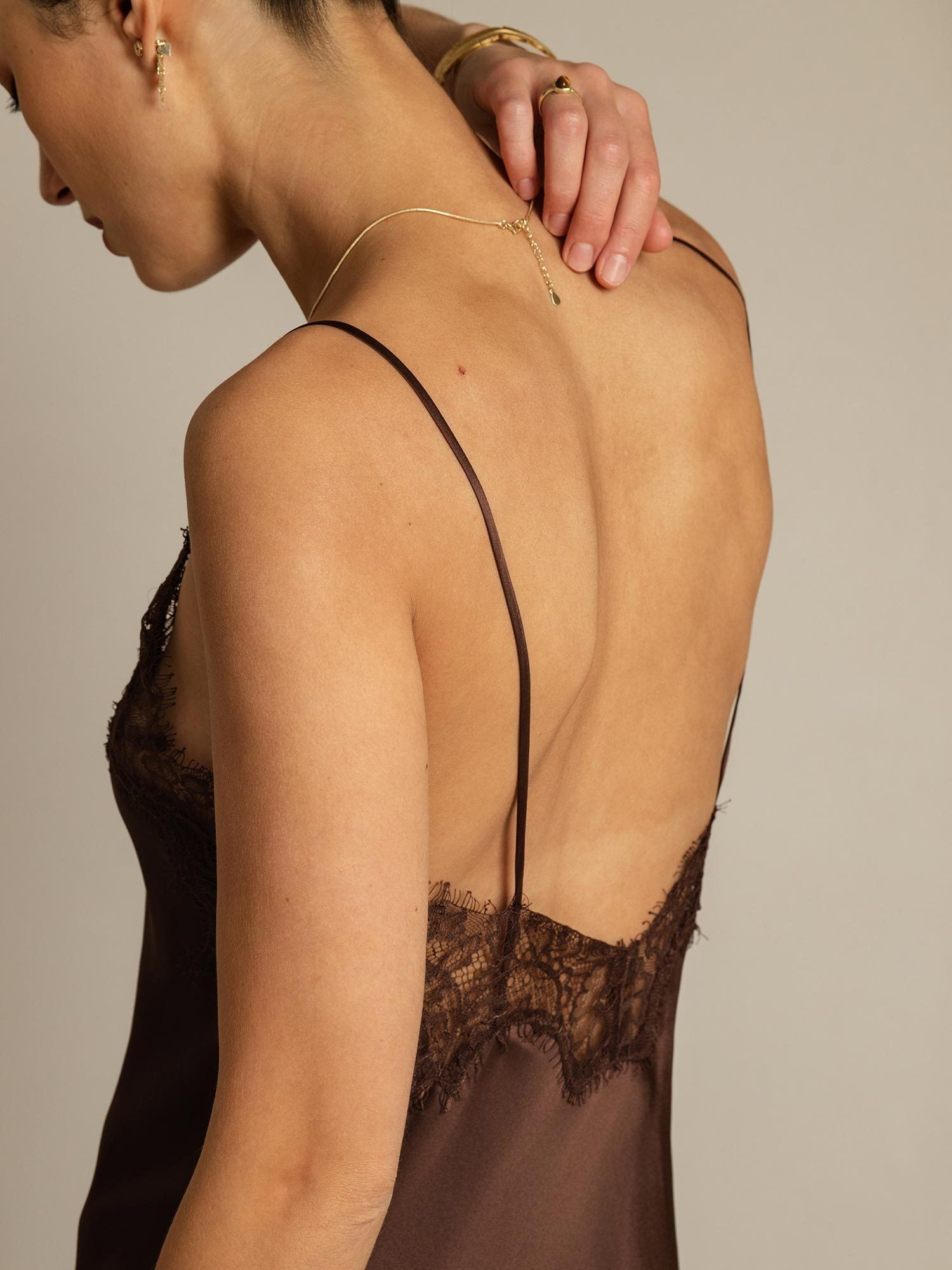 [Marrón] SilkSilky-ES Seda Pura Dress 005