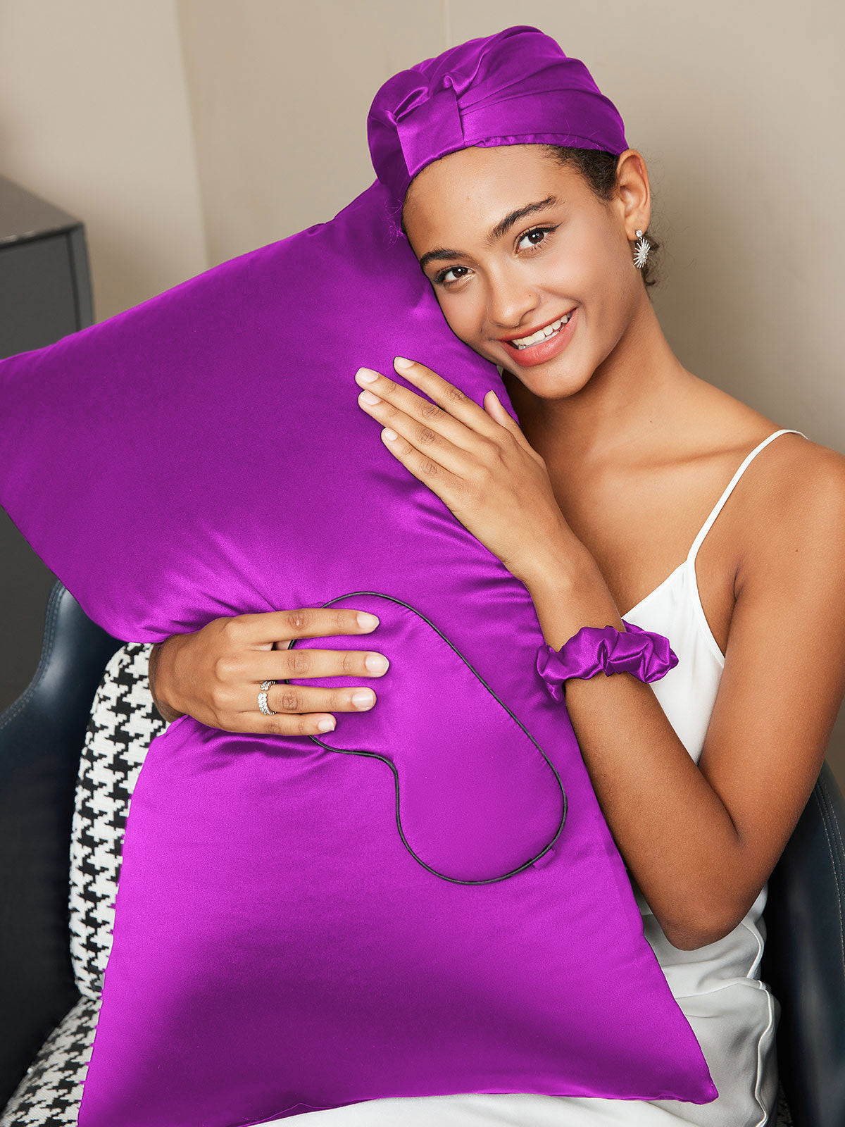 SilkSilky ES 19Momme Seda Pura Pillowcase Set Púrpura 003