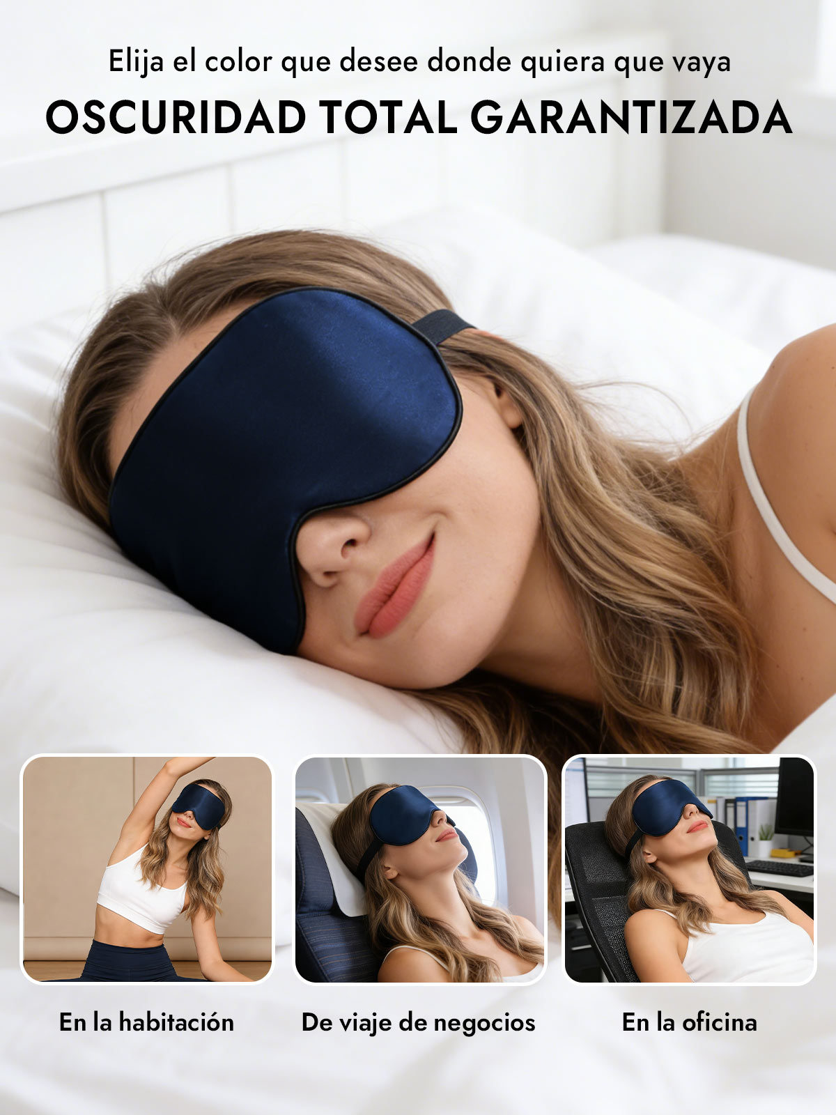 [Azul Oscuro] SilkSilky-ES Antifaces De Dormir 006