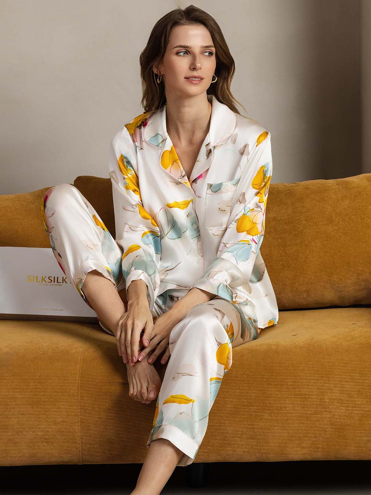 [Tinta De Orquídea] SilkSilky-ES Seda Pura Womens Pajamas 003
