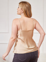 [Champán] SilkSilky-ES Spalline Sottili Cuello en V Top de tirantes talla grande 002