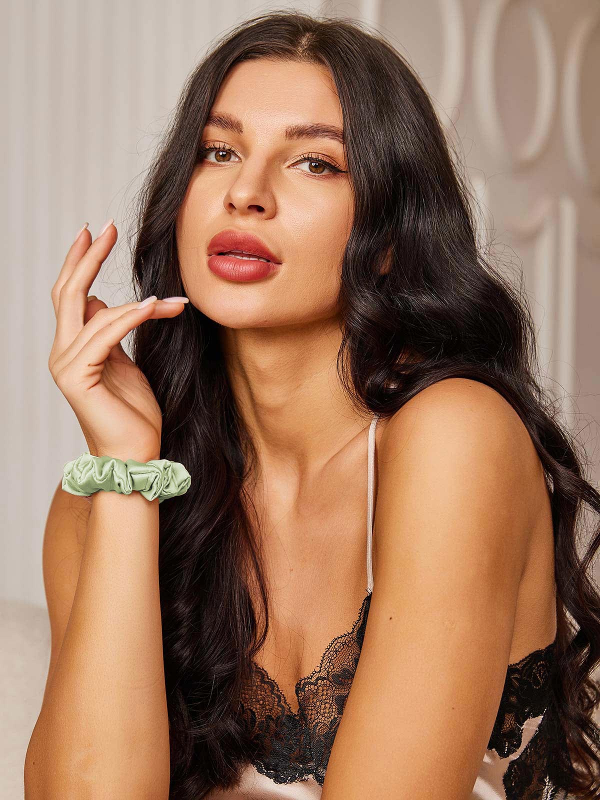 [Verde Claro] SilkSilky-ES 19Momme Seda Pura Scrunchie 003