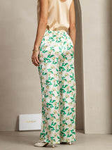 [Floral Verde] SilkSilky-ES 19Momme Seda Womens Pants 002