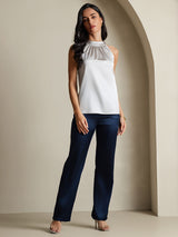[Gris Claro] SilkSilky-ES Sleeveless Halter Camisetas de Mujer 005
