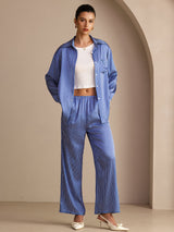 [Raya Diplomática Azul] SilkSilky-ES Long Sleeve Lapel Collar Women's Outfit Sets 001