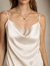 [Beige] SilkSilky-ES Spaghetti Strap Cowl Neck Top de tirantes 004