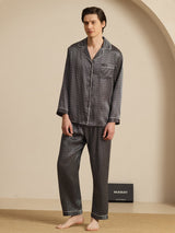 [Ginkgo Negro] SilkSilky-ES 19Momme Manga larga Pijamas de hombre 001