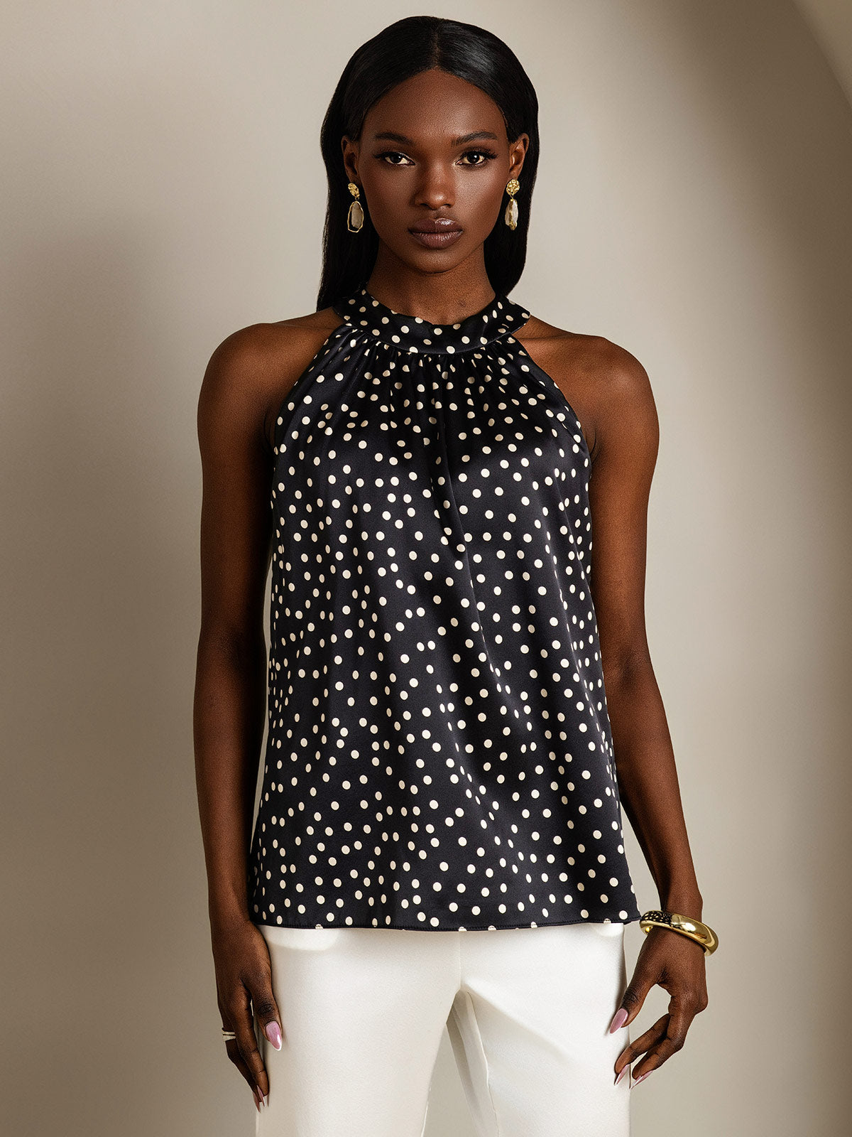 [Negro+Blanco] SilkSilky-ES 19Momme Seda Womens T-Shirt 003