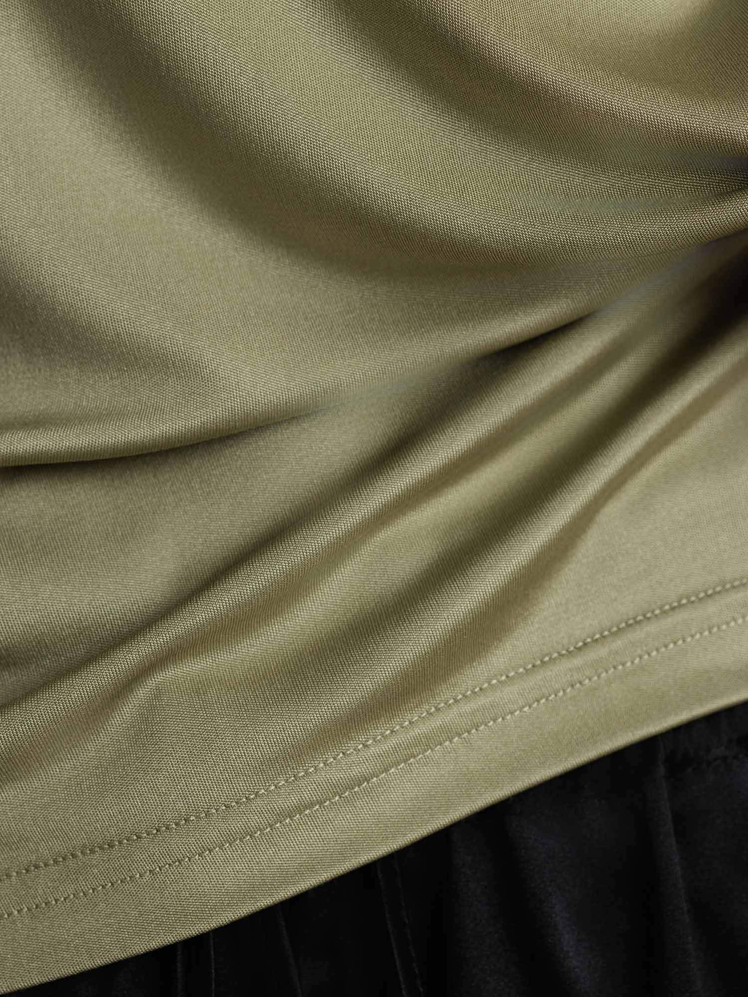 [Hierba Seca] SilkSilky-ES Seda Pura Cuello Camisero Camisetas de Mujer 005
